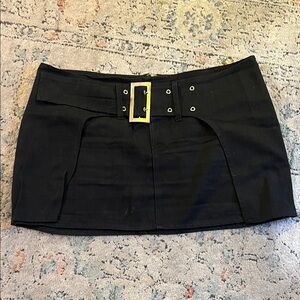 White Fox Boutique Black Mini Skirt with Gold Buckle